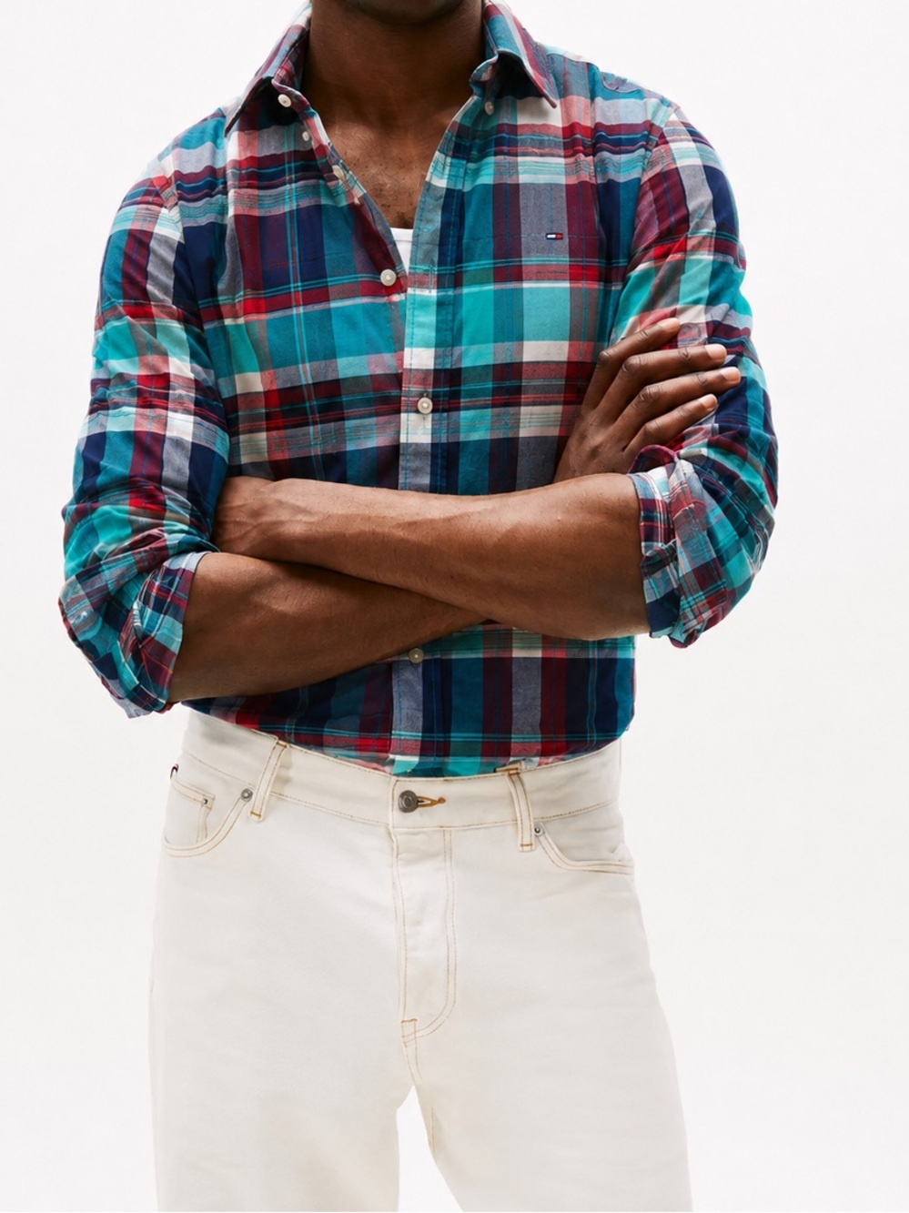 Tommy Hilfiger New York Fit Plaid Button Down Shirt Men’s L